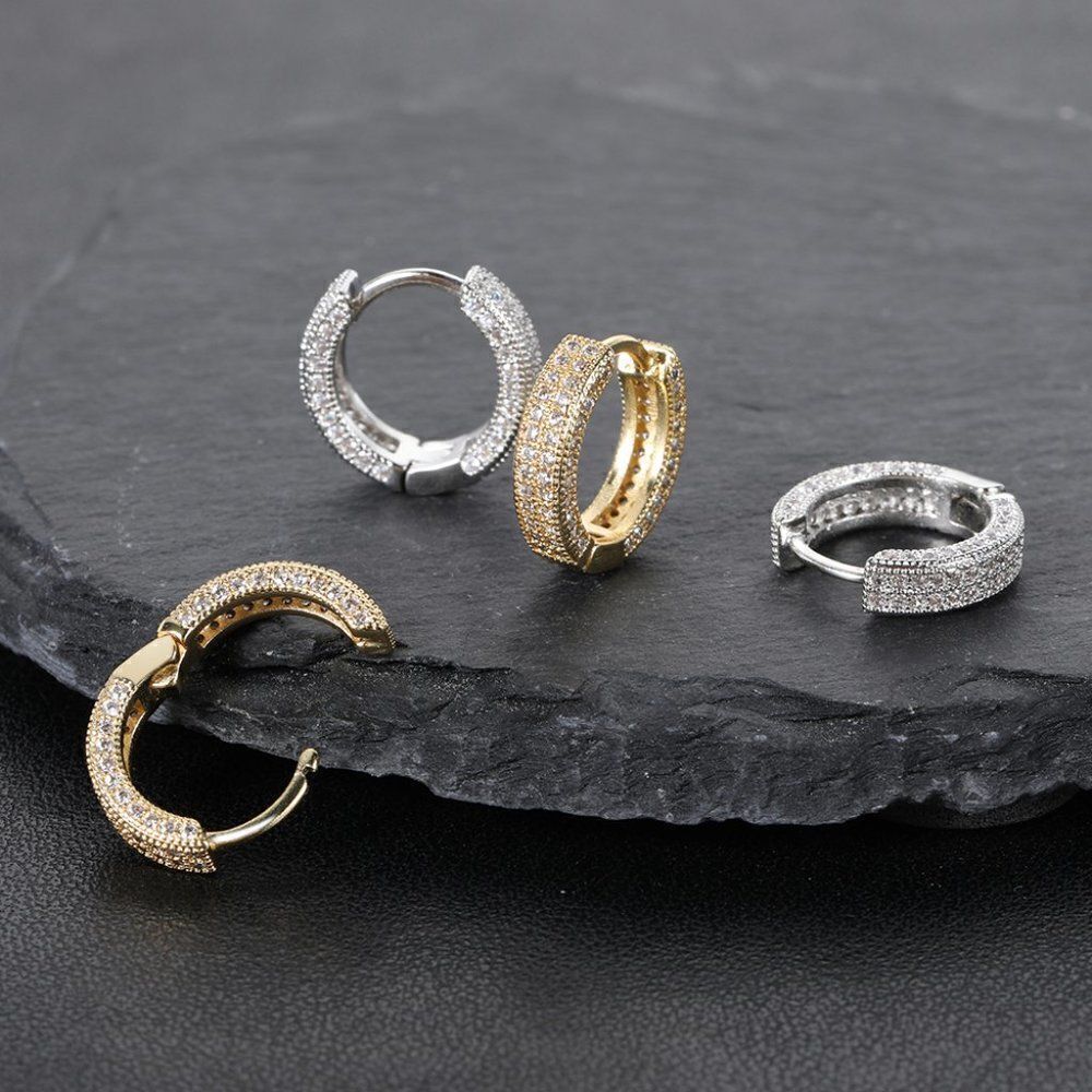 Fully Iced Out Hoop Earrings
